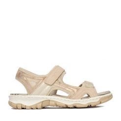 Sandały Rieker. Czerwone sandały Rieker, bez wzorów, bez obcasa, na płaskiej podeszwie, bez zapięcia. Za 319.99 zł.