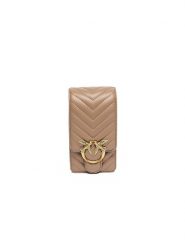 Pinko Skórzana torebka w kolorze jasnobrązowym - 10 x 19 x 6 cm rozmiar: onesize. Brązowe torby na ramię Pinko, z aplikacjami, z materiału, na ramię, bez dodatków. Za 921.95 zł.