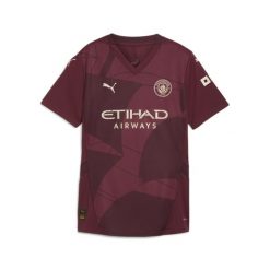 Damska koszulka Manchester City 24/25 PUMA Dark Jasper Red. Czerwone bluzki Puma, m, bez wzorów, sportowe, bez kołnierzyka, bez ramiączek. W wyprzedaży za 179.00 zł.