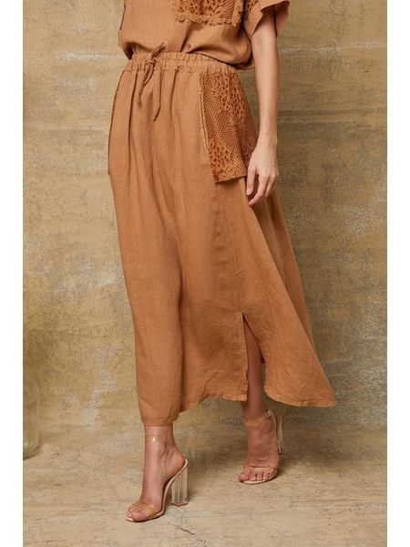 Fleur de Lin Spódnica "Jesta" w kolorze karmelowym rozmiar: XL. Brązowe spódnice Fleur de Lin, xl, bez wzorów, z koronki, maxi. Za 135.49 zł.