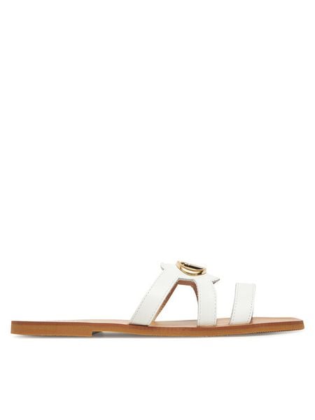 Liu Jo Sandały Saba 11 SA5083 P0102 Biały. Białe sandały Liu Jo, bez wzorów, ze skóry, bez obcasa, na płaskiej podeszwie, bez zapięcia. Za 379.99 zł.