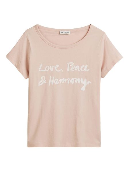 Marc O´Polo Koszulka w kolorze jasnoróżowo-białym rozmiar: L. Białe bluzki l, bez wzorów, z bawełny, bez kołnierzyka, bez ramiączek. Za 110.04 zł.