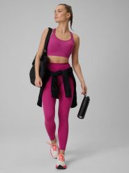 4F Legginsy treningowe szybkoschnące damskie - różowe L. Czerwone legginsy 4f, l, bez wzorów, do biegania. Za 119.99 zł.