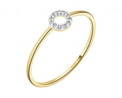 Pierścionek z żółtego złota z diamentami - koło - 0,02 ct - próba 375. Żółte pierścionki Apart, z diamentem, złote. Za 649.00 zł.
