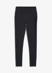 Wygodne legginsy sportowe z kieszonką na telefon, szybkoschnące. Niebieskie legginsy bonprix, bez wzorów, z materiału. Za 119.99 zł.