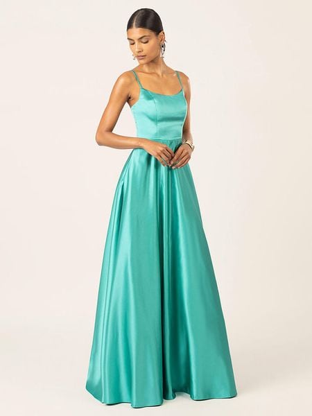 APART Sukienka w kolorze turkusowym rozmiar: 42. Niebieskie sukienki Apart, bez wzorów, z satyny, bez kołnierzyka, bez ramiączek, maxi. Za 343.73 zł.