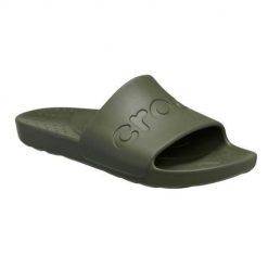 Klapki unisex Crocs Slide. Zielone klapki Crocs, bez wzorów, z materiału, bez obcasa. Za 168.00 zł.
