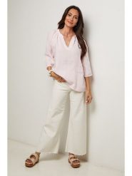 Le Monde du Lin Lniana bluzka w kolorze jasnoróżowym rozmiar: 38/40. Różowe bluzki Le Monde du Lin, bez wzorów, ze lnu, bez kołnierzyka, bez ramiączek. Za 121.99 zł.