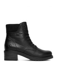 Remonte Botki D1A70-01 Czarny. Czarne botki Remonte, bez wzorów, ze skóry, bez obcasa, na płaskiej podeszwie, bez zapięcia. Za 499.99 zł.