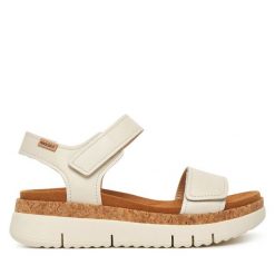 Sandały Pikolinos. Białe sandały Pikolinos, bez wzorów, bez obcasa, na płaskiej podeszwie, bez zapięcia. Za 559.99 zł.