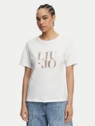 Liu Jo T-Shirt WA6489 JS923 Biały Regular Fit. Białe t-shirty Liu Jo, xl, bez wzorów, z bawełny, bez kołnierzyka, bez ramiączek. Za 259.99 zł.