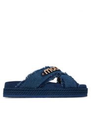 Mou Klapki Criss-cross MU.SW451004K Niebieski. Niebieskie klapki Mou, bez wzorów, z materiału, bez obcasa. Za 529.99 zł.