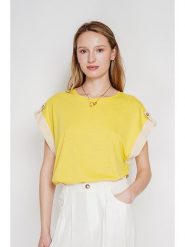 Le Jardin du Lin Koszulka w kolorze żółtym rozmiar: 42. Żółte bluzki Le jardin du lin, bez wzorów, bez kołnierzyka, bez ramiączek. Za 78.99 zł.