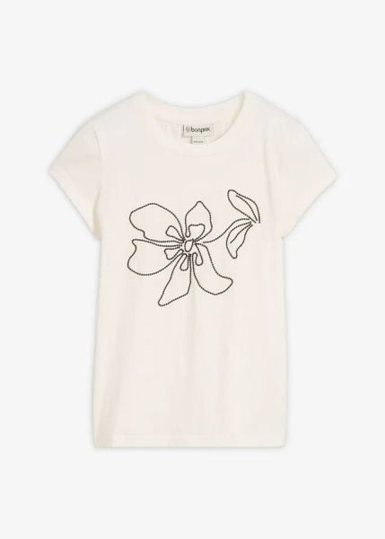 T-shirt z mieszanki bawełny. Białe t-shirty bonprix, bez wzorów, z bawełny, bez kołnierzyka, bez ramiączek. Za 59.99 zł.
