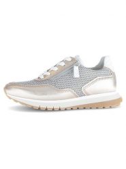 Gabor Skórzane sneakersy w kolorze srebrno-beżowym rozmiar: 39. Brązowe trampki Gabor, bez wzorów, bez zapięcia. Za 272.95 zł.