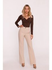 Stylove Spodnie w kolorze beżowym rozmiar: XL. Brązowe spodnie materiałowe Stylove, na co dzień, xl, bez wzorów, z materiału, z podwyższonym stanem. Za 188.40 zł.