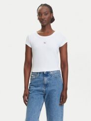 Calvin Klein Jeans T-Shirt LV047C200G Biały Slim Fit. Białe t-shirty Calvin Klein Jeans, xxl, bez wzorów, z bawełny, bez kołnierzyka, bez ramiączek. Za 149.99 zł.