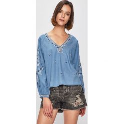 Pepe Jeans - Bluzka. Niebieskie bluzki Pepe Jeans, s, bez wzorów, z bawełny, casualowe, bez kołnierzyka, bez ramiączek. W wyprzedaży za 249.90 zł.