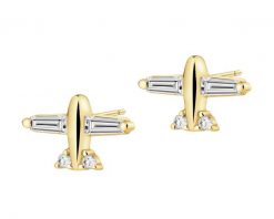 Kolczyki srebrne z cyrkoniami - samoloty. Szare kolczyki Apart, z cyrkonią, pozłacane. Za 159.00 zł.