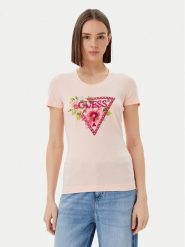 Guess T-Shirt W5GI10 J1314 Różowy Slim Fit. Czerwone t-shirty Guess, xxl, z aplikacjami, z bawełny, bez kołnierzyka, bez ramiączek. Za 149.99 zł.
