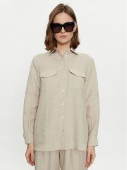 Marella Koszula Alcide 2413111142 Écru Regular Fit. Koszule Marella, bez wzorów, ze lnu, bez kołnierzyka, bez ramiączek. Za 399.99 zł.