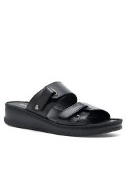 Go Soft Klapki ARC-027-01 Czarny. Czarne klapki GO SOFT, bez wzorów, ze skóry, bez obcasa. Za 77.99 zł.