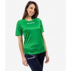 Koszulka piłkarska dla dorosłych Givova One. Zielone koszulki sportowe Givova, bez wzorów, bez ramiączek, do piłki nożnej. Za 35.00 zł.