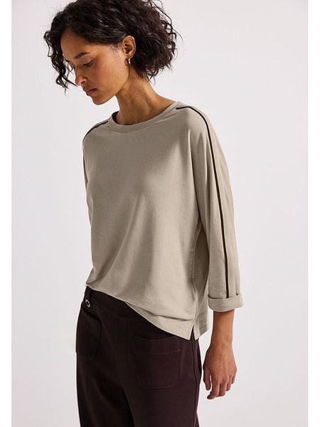 Street One Koszulka w kolorze beżowym rozmiar: 42. Brązowe bluzki Street One, bez wzorów, z bawełny, street, bez kołnierzyka, bez ramiączek. Za 110.04 zł.