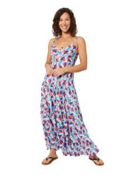 Aller Simplement Sukienka w kolorze błękitnym rozmiar: 38/40. Niebieskie sukienki Aller Simplement, bez wzorów, z bawełny, klasyczne, bez kołnierzyka, bez ramiączek, maxi, rozkloszowane. Za 126.99 zł.