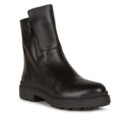 Botki Geox. Czarne botki Geox, bez wzorów, bez obcasa, na płaskiej podeszwie, bez zapięcia. Za 1,509.00 zł.