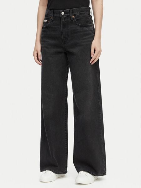 Calvin Klein Jeans Jeansy LV047E700G Czarny Wide Leg. Czarne jeansy Calvin Klein Jeans, bez wzorów. Za 385.99 zł.