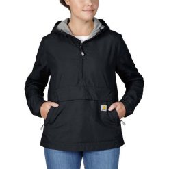 Kurtka damska przeciwdeszczowa Carhartt Anorak. Czarne kurtki sportowe Carhartt, xs, bez wzorów, bez kaptura, trekkingowe. Za 398.99 zł.