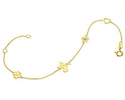 Bransoletka z żółtego złota z diamentami - koliber, koniczyna, kwiat - 0,01 ct - próba 375. Żółte bransoletki Apart, z diamentem, złote. Za 799.00 zł.