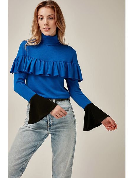 Milan Kiss Bluzka w kolorze niebiesko-czarnym rozmiar: M. Czarne bluzki Milan Kiss, m, bez wzorów, bez ramiączek. Za 104.39 zł.