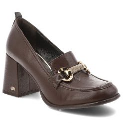 Półbuty damskie Chebello, wsuwane skórzane eleganckie z okrągłym noskiem z ozdobą i wsuwane, brązowe, 4780-545. Brązowe półbuty wsuwane CheBello, z aplikacjami, ze skóry, biznesowe, z okrągłym noskiem, bez obcasa, na obcasie, bez zapięcia. Za 458.99 zł.