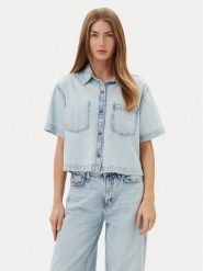 Guess Jeans Koszula W5GH0F D5M83 Niebieski Regular Fit. Niebieskie koszule Guess Jeans, m, z aplikacjami, z bawełny, bez kołnierzyka, bez ramiączek. Za 249.99 zł.