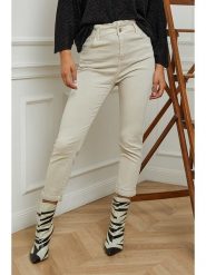 Plume Dżinsy "Dorit" - Slim fit - w kolorze beżowym rozmiar: 36. Brązowe jeansy Plume, bez wzorów, z podwyższonym stanem. Za 100.99 zł.