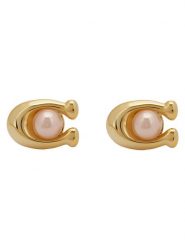 Coach Kolczyki Pearl Signature C Stud Earrings 37341922GLD651 Złoty. Żółte kolczyki Coach, metalowe. Za 219.99 zł.