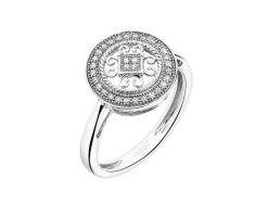 Pierścionek z białego złota z diamentami - rozeta - 0,09 ct - próba 585. Białe pierścionki Apart, z diamentem, złote. Za 3,090.00 zł.