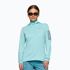Bluza trekkingowa damska NORRONA Falketind Warm1 Hood. Niebieskie bluzy NORRONA, xs, bez wzorów, z materiału, bez kaptura. Za 486.99 zł.