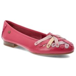 Baleriny damskie Maciejka, cholewka ze skóry naturalnej z dekoracyjnymi plecionymi paskami wsuwany fason zaokrąglony nosek, różowe, P7542-15/00-0. Czerwone baleriny Maciejka, bez wzorów, ze skóry, bez obcasa. Za 209.00 zł.