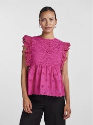 YAS Bluzka 26030194 Fioletowy Loose Fit. Fioletowe bluzki YAS, xs, bez wzorów, z bawełny, bez kołnierzyka, bez ramiączek. Za 319.99 zł.