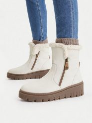 Go Soft Botki CEO-WI23-TAIDA-03 Kremowy. Białe botki GO SOFT, bez wzorów, ze skóry, bez obcasa, na koturnie, bez zapięcia. Za 259.99 zł.