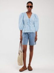 BIG STAR Bluzka w kolorze błękitnym rozmiar: M. Niebieskie bluzki Big Star, m, bez wzorów, z bawełny, retro, bez kołnierzyka, bez ramiączek. Za 114.99 zł.