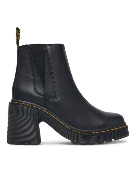 Dr. Martens Botki Spence Leather Flared Heel DM26440001 Czarny. Czarne botki Dr. Martens, bez wzorów, ze skóry, bez obcasa, na słupku, bez zapięcia. Za 989.99 zł.
