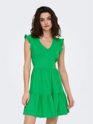 ONLY Sukienka letnia May 15226992 Zielony Regular Fit. Zielone sukienki Only, na lato, l, bez wzorów, z bawełny, bez kołnierzyka, bez ramiączek. Za 79.99 zł.