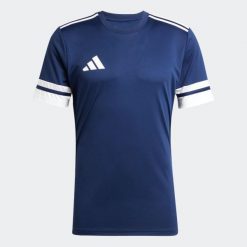 Koszulka treningowa piłkarska ADIDAS Squadra 25. Niebieskie bluzki Adidas, xl, bez wzorów, prążkowane, sportowe, bez kołnierzyka, bez ramiączek. Za 69.99 zł.