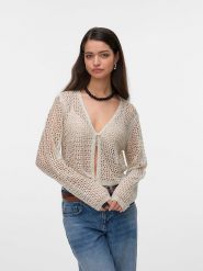 Vero Moda Kardigan w kolorze kremowym rozmiar: M. Brązowe kardigany Vero Moda, m, bez wzorów. Za 79.45 zł.
