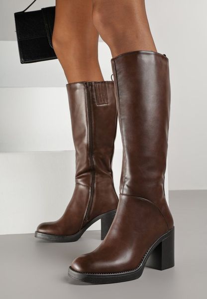 Brązowe Kozaki na Obcasie pod Kolano Candrie. Brązowe kozaki Born2be, bez obcasa, na obcasie, bez zapięcia. Za 159.99 zł.