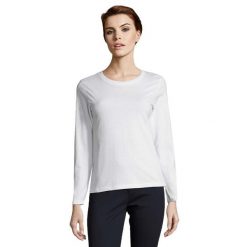 Damska Koszulka Z Długim Rękawem Imperial. Białe bluzki SOL'S, m, bez wzorów, sportowe, bez kołnierzyka, bez ramiączek. Za 51.99 zł.